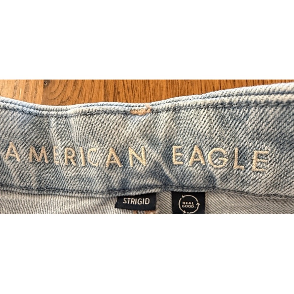 American Eagle Jeans Womens 8 Blue Strigid Distressed High Rise Raw Hem Denim - Picture 2 of 9